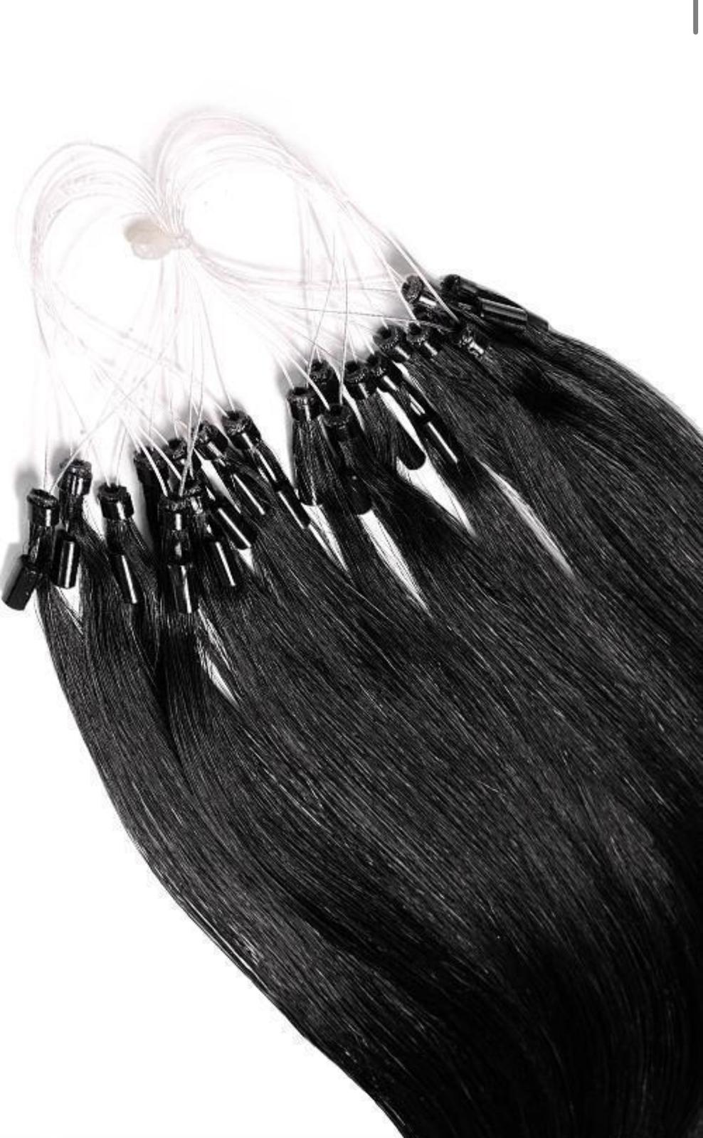 Ciocche in microrings liscio castano scuro e nero