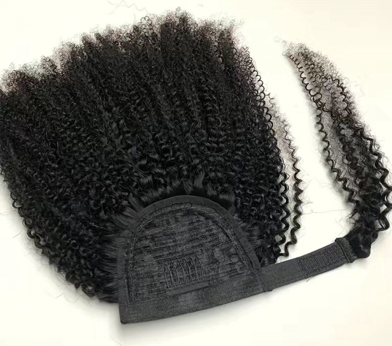 Extensión de cola de caballo rizada Kinky Afro - marrón oscuro y negro