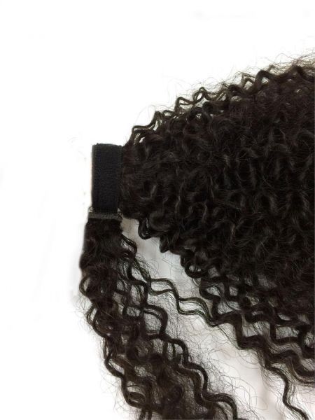 Tight curly ponytail extension - dark brown and black